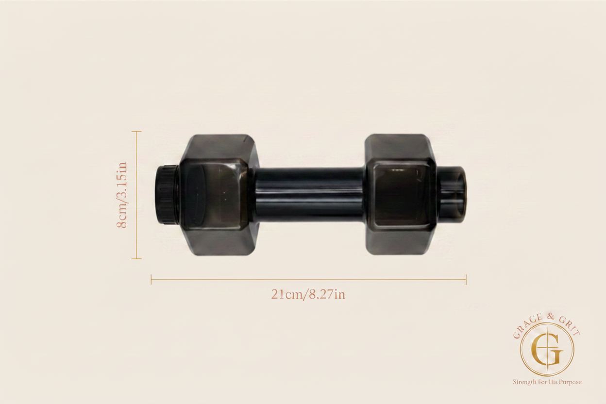 Dumbbell Water Bottle Specs - Correct Cap Size